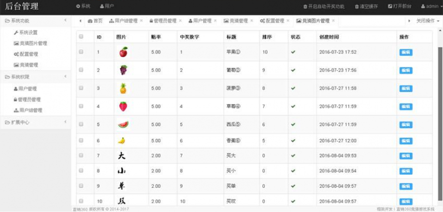 水果竞猜游戏会员管理系统后台截图